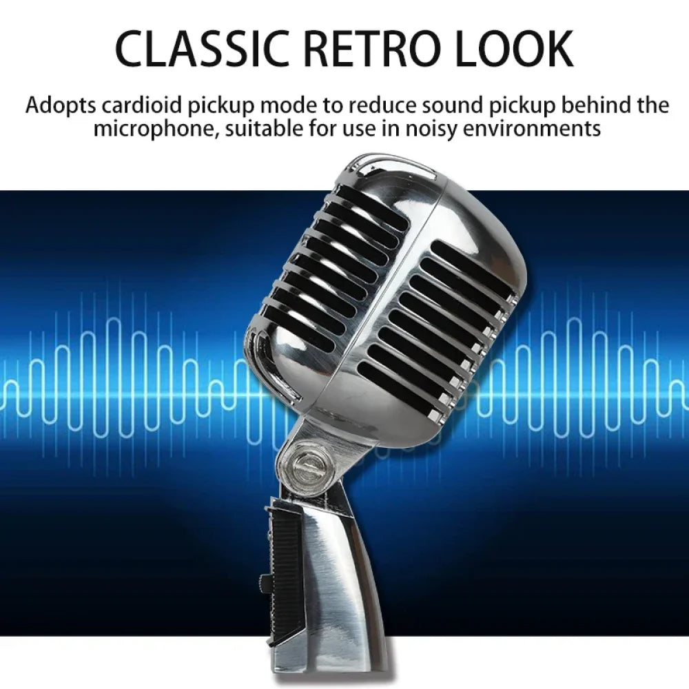 Professional Dynamic Vintage Classic Mic Old Retro Style Metal Grill Microphone Silver Microphone