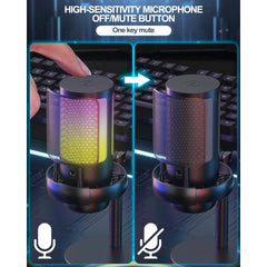 Professional Streaming Podcast PC PS4 PS5 Gaming RGB Microphone Kit + Pop Filter Black Microphone