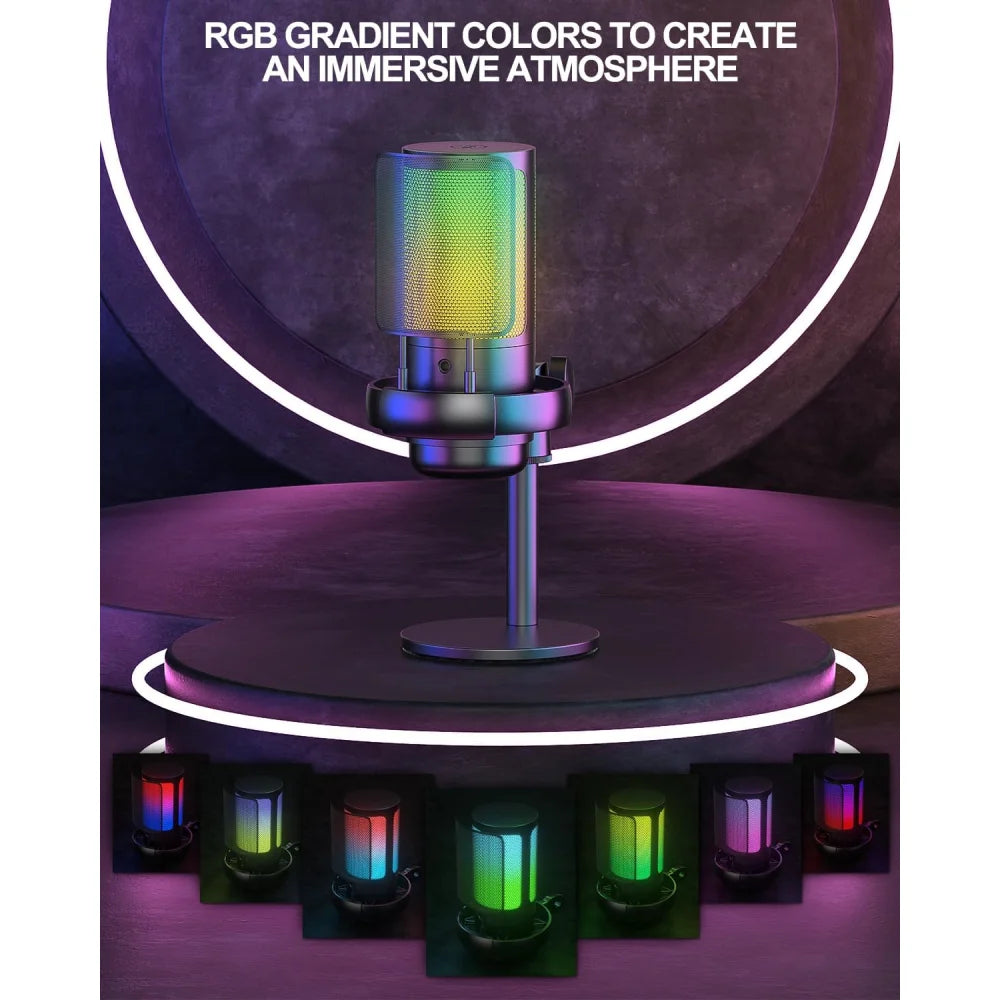 Professional Streaming Podcast PC PS4 PS5 Gaming RGB Microphone Kit + Pop Filter Black Microphone