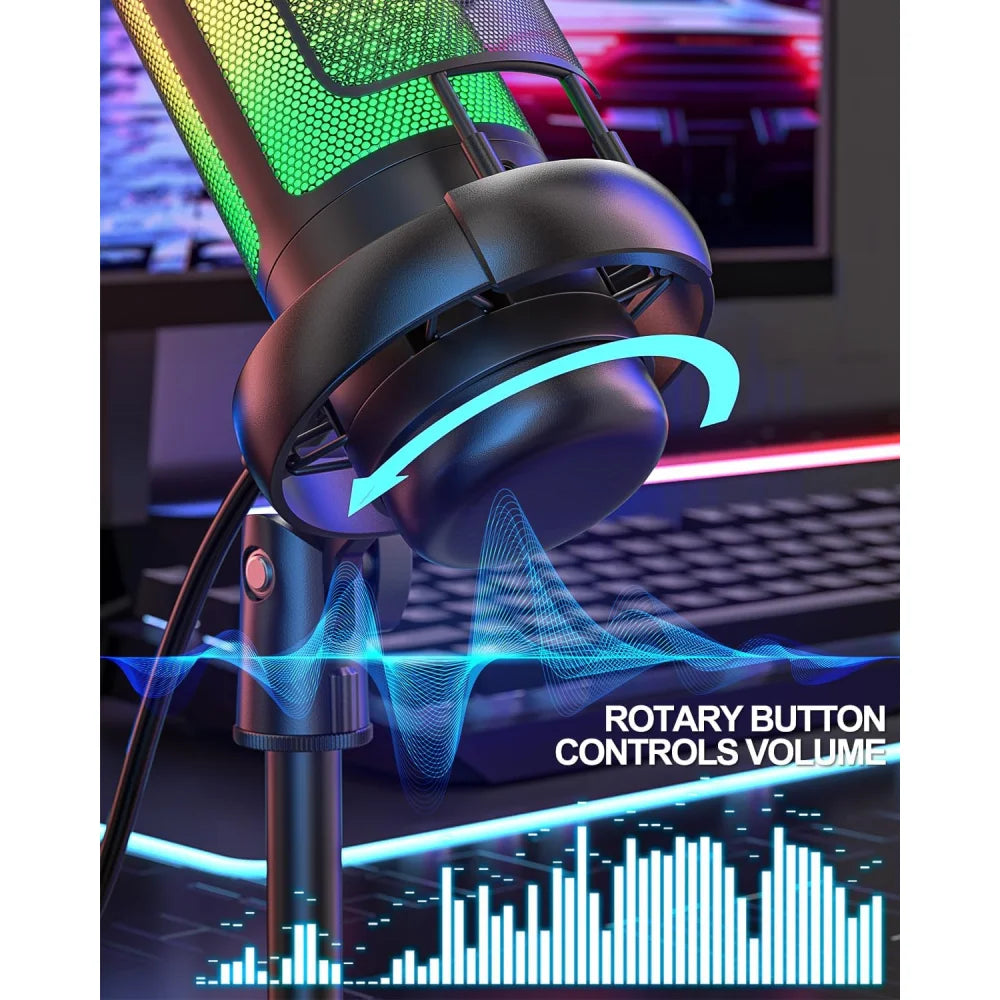 Professional Streaming Podcast PC PS4 PS5 Gaming RGB Microphone Kit + Pop Filter Black Microphone
