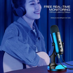 Professional USB Condenser Microphone for PC Mac Gaming Recording Podcasting AUX Black Microphone