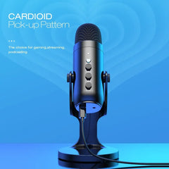 Professional USB Condenser Microphone for PC Mac Gaming Recording Podcasting AUX Black Microphone