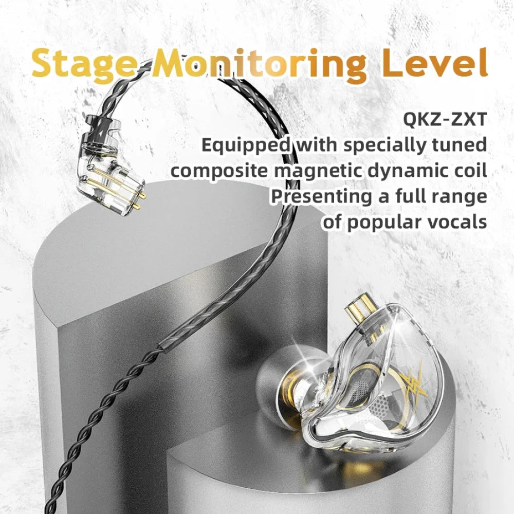 QKZ ZXT MT1 In Ear Earphone Dynamic DJ Monitor IEM Earbuds HiFi Noise Cancelling Headphones