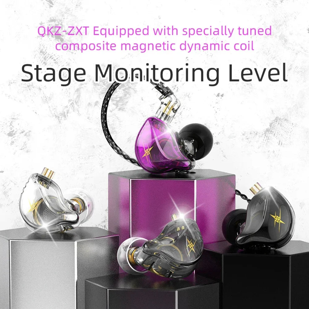 QKZ ZXT MT1 In Ear Earphone Dynamic DJ Monitor IEM Earbuds HiFi Noise Cancelling Headphones