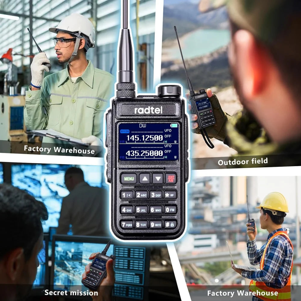 Radtel RT-890 Ham Radio 2-Way Walkie Talkie AM FM NOAA Marine Aviation Scanner EU Plug / Black Walkie Talkie