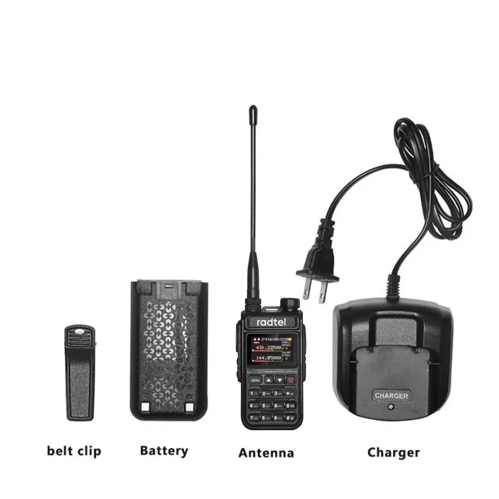 Radtel RT-890 Ham Radio 2-Way Walkie Talkie AM FM NOAA Marine Aviation Scanner EU Plug / Black Walkie Talkie