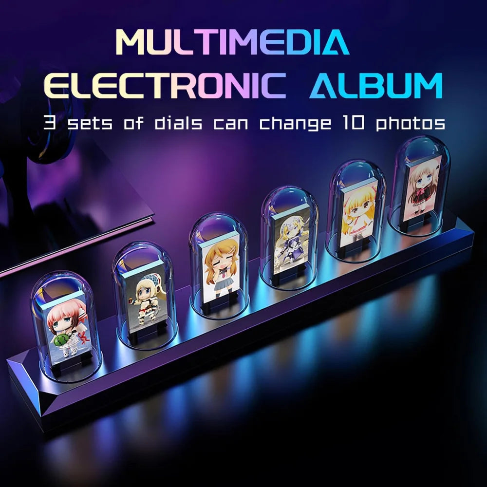 RGB Nixie Tube Clock LED Glows IPS Color Screen DIY Analog Digital Tube Nixie Tube Clock Clock