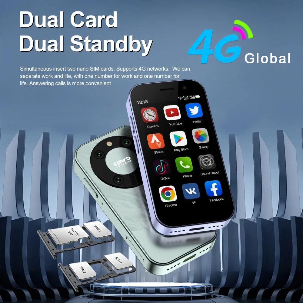 SERVO KING 9000 3.0’’ HD Small Smartphone Android 10.0 4G LTE 2GB 16GB Mini Phone Mobile Phone
