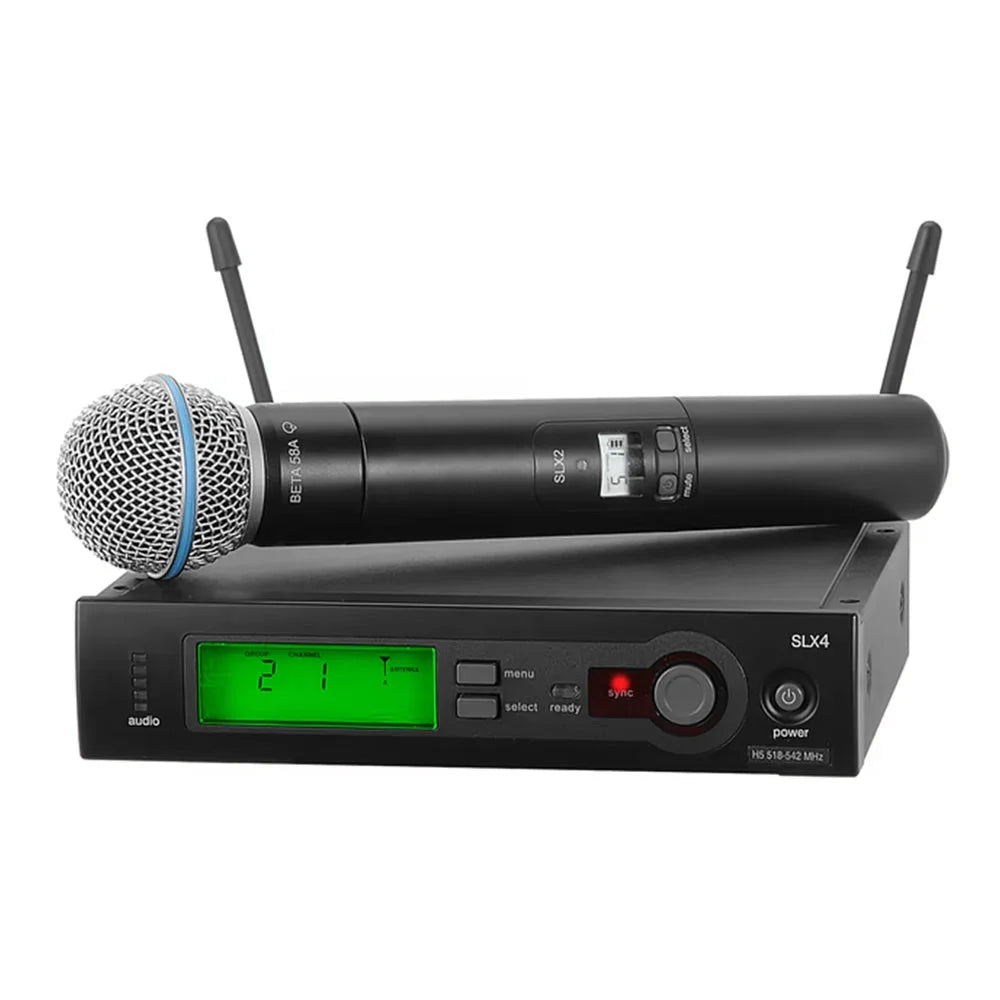 SLX4 UHF Receiver & Beta58A Dynamic Microphone For Stage & Karaoke SLX4 + Beta58A Microphone