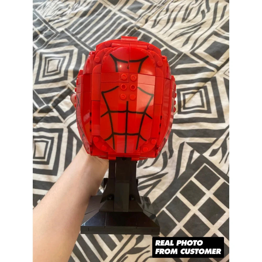 Super Heroes Spider Man Mask Building Blocks Puzzle Children’s Toy Gift Spider Man Mask / 487 Pieces Building Blocks