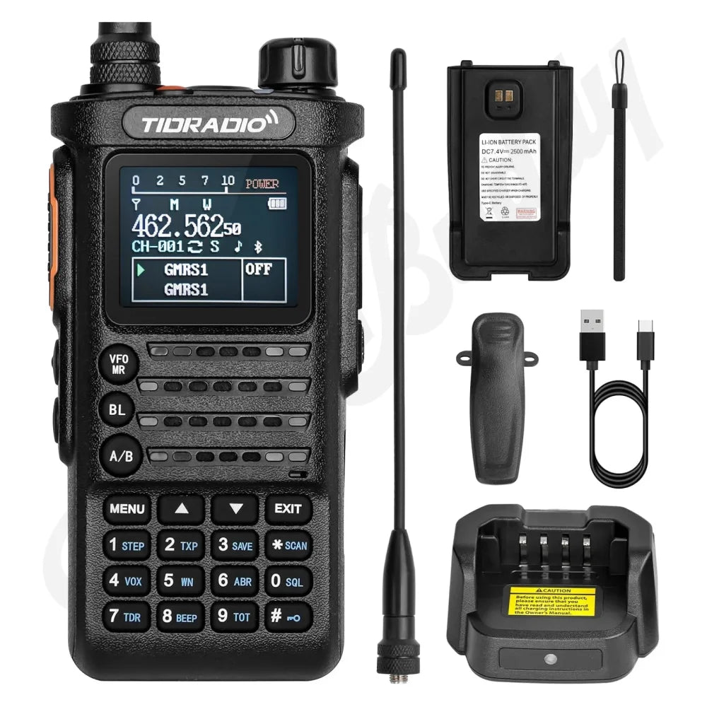 TIDRADIO 2nd Gen TD-H8 10W Professional Walkie Talkie Portable Long Range Radio Black Walkie Talkie