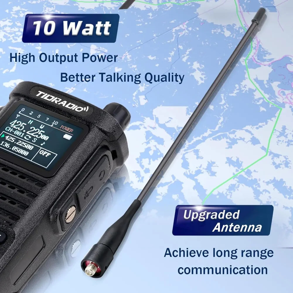 TIDRADIO 2nd Gen TD-H8 10W Professional Walkie Talkie Portable Long Range Radio Black Walkie Talkie
