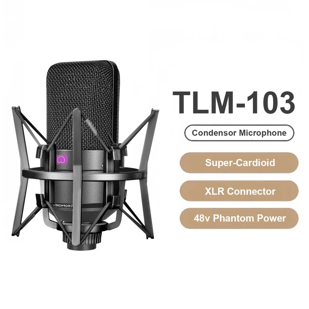 TLM-103 XLR Studio Set Microphone Professional Cardioid Studio Mic for Recording Microphone