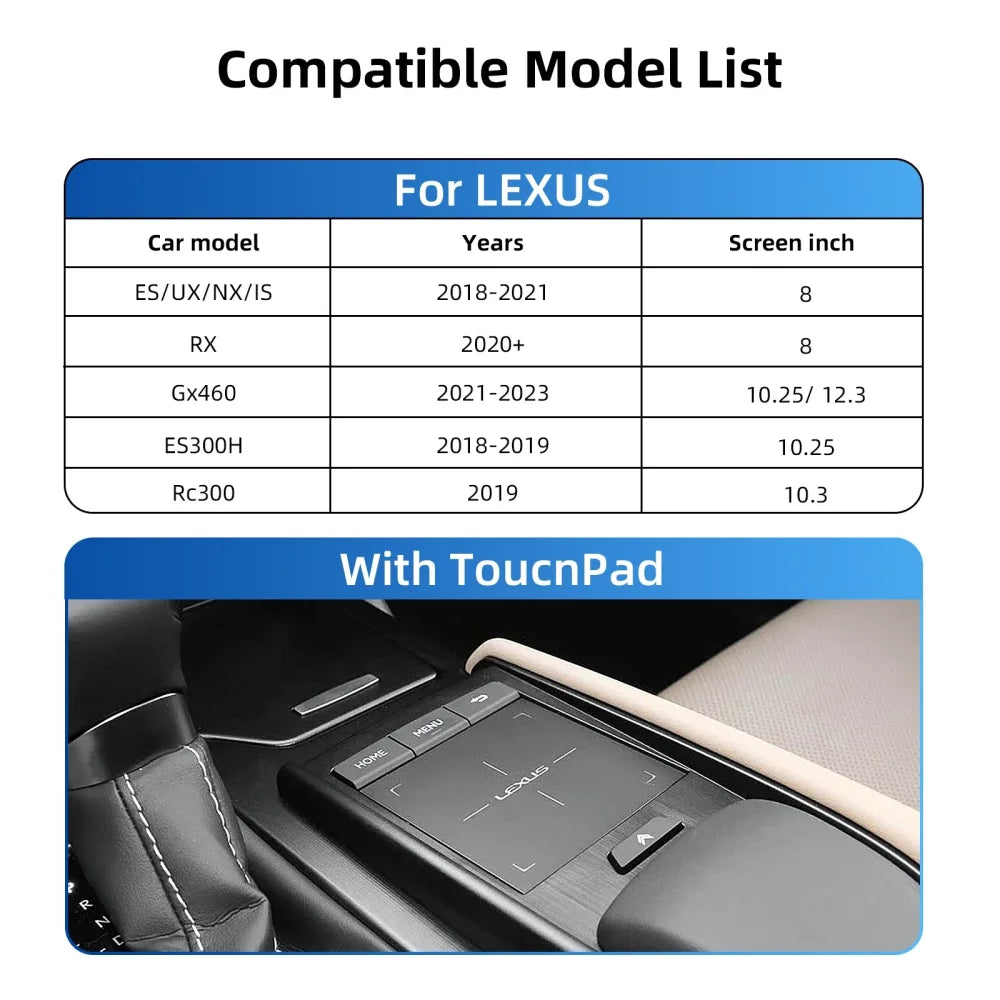 Wireless Apple CarPlay & Android Auto for Lexus ES/UX/NX/IS/RX/GX/RC 2018-2021 Lexus 2018-2021 with TouchPad Apple