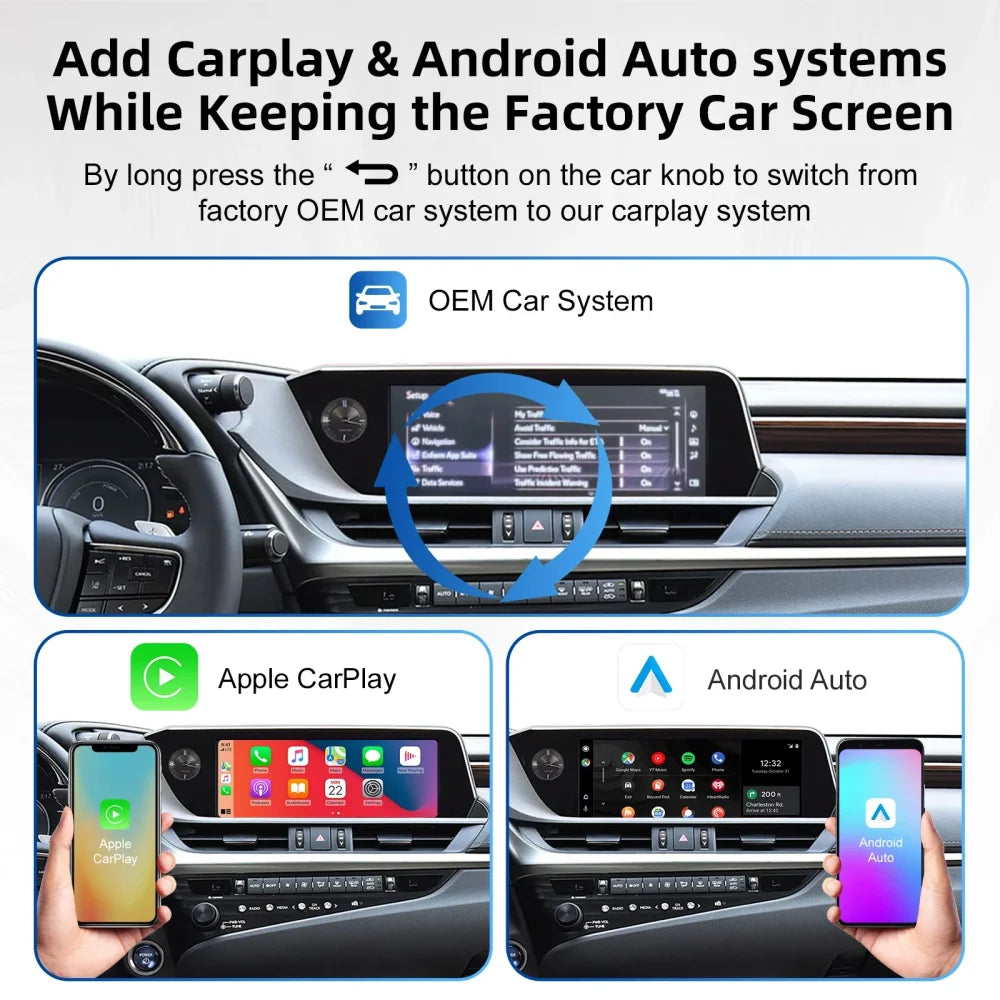 Wireless Apple CarPlay & Android Auto for Lexus ES/UX/NX/IS/RX/GX/RC 2018-2021 Lexus 2018-2021 with TouchPad Apple