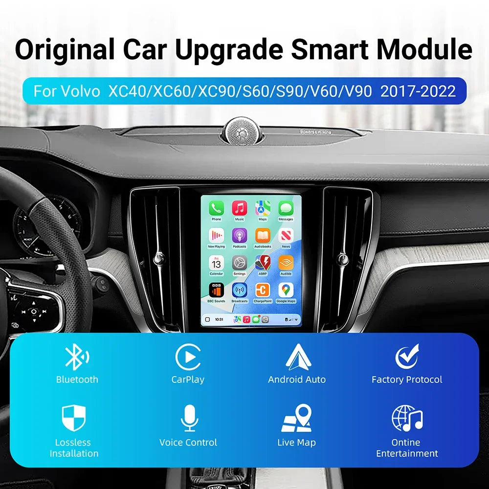 Wireless Apple CarPlay & Android Auto for Volvo (2017-2022) 9’’ Vertical Screen 9’’ Vertical Screen Apple CarPlay &