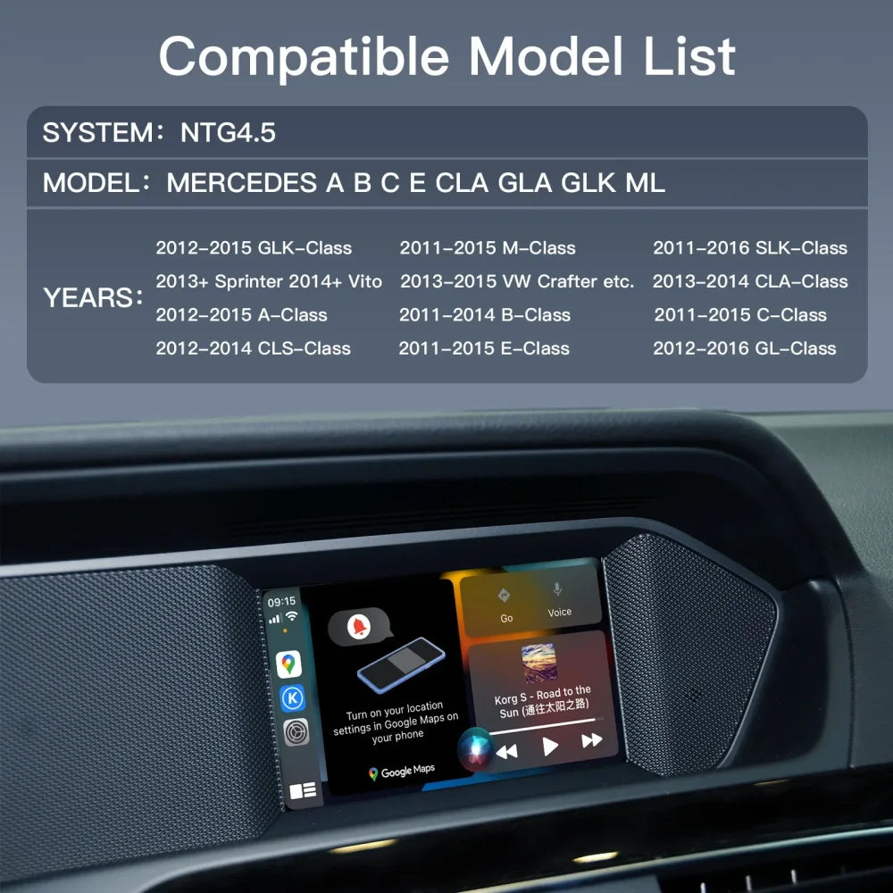 Wireless CarPlay & Android Auto for Mercedes Benz A/B/C/E/CLA/GLA/GLK/ML NTG4.5 NTG4.5 with Becker Slot Apple CarPlay &