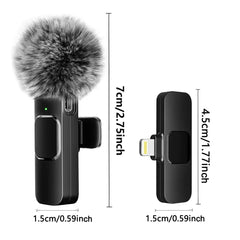 Wireless Lavalier Microphone Audio Video Recording Mini Mic for iPhone Android Microphone