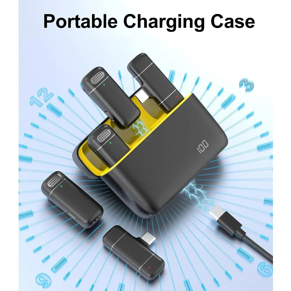 Wireless Lavalier Microphone with Charging Case for Android iPhone iPad Vlog Mic Microphone