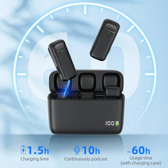Wireless Lavalier Microphone with Charging Case for Android iPhone iPad Vlog Mic Microphone