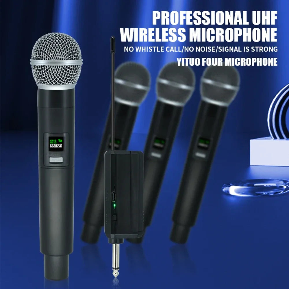 Wireless Microphone 4 Channels VHF Professional Handheld Mic Micphone For Party 4x Mics Microphone
