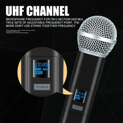 Wireless Microphone Handheld Dual Channels UHF Fixed Frequency Dynamic Mic For Karaoke Wedding Party Band Church Show
