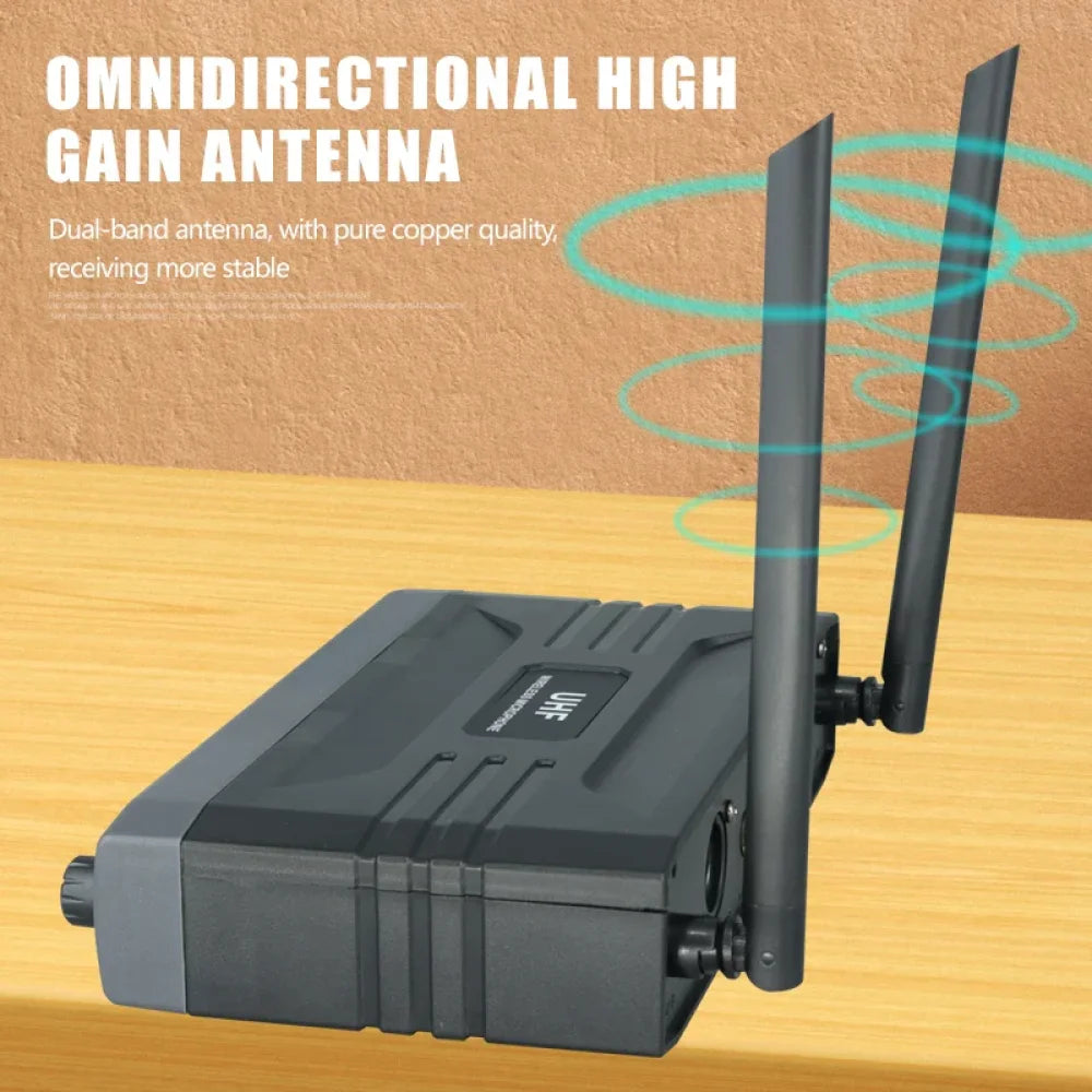 Wireless Microphone Handheld Dual Channels UHF Fixed Frequency Dynamic Mic For Karaoke Wedding Party Band Church Show