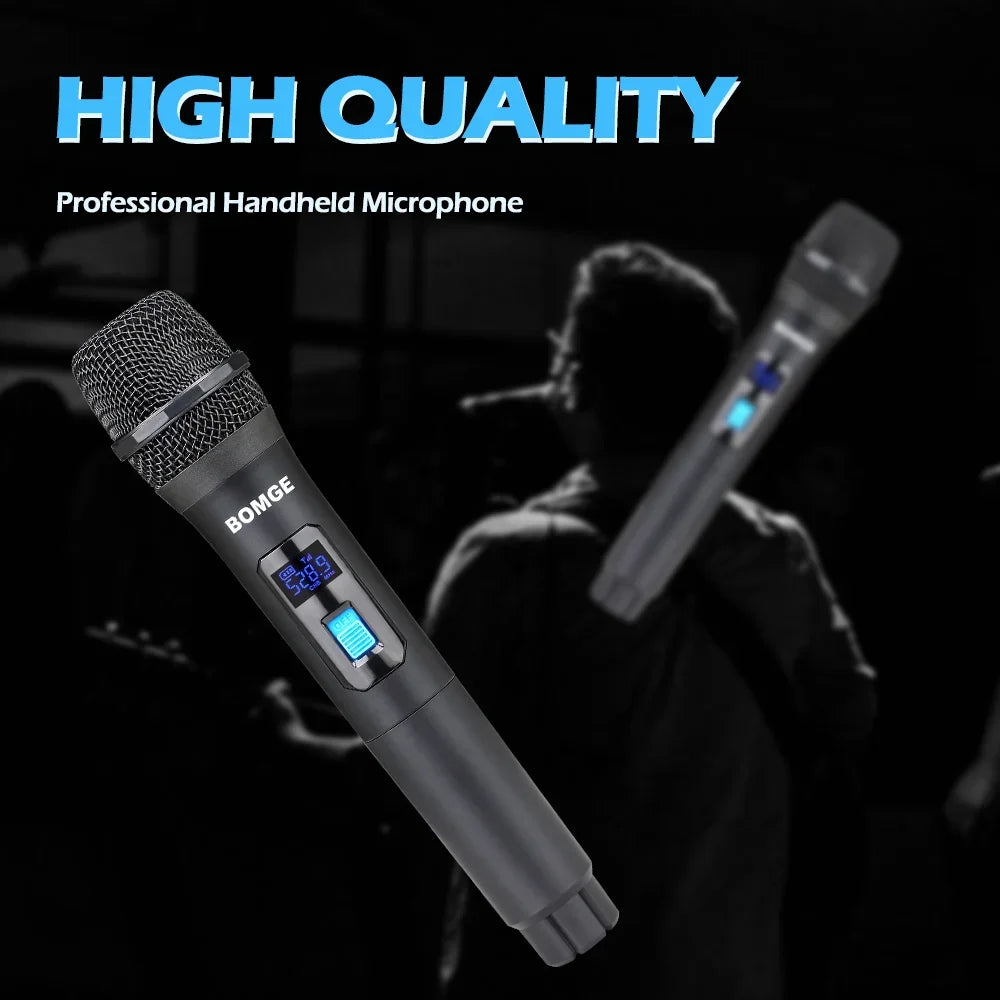 Wireless Microphone System 4-Channel UHF Cordless Mic Set With 4 Handheld Mics Black Microphone