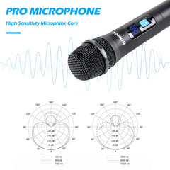 Wireless Microphone System 4-Channel UHF Cordless Mic Set With 4 Handheld Mics Black Microphone