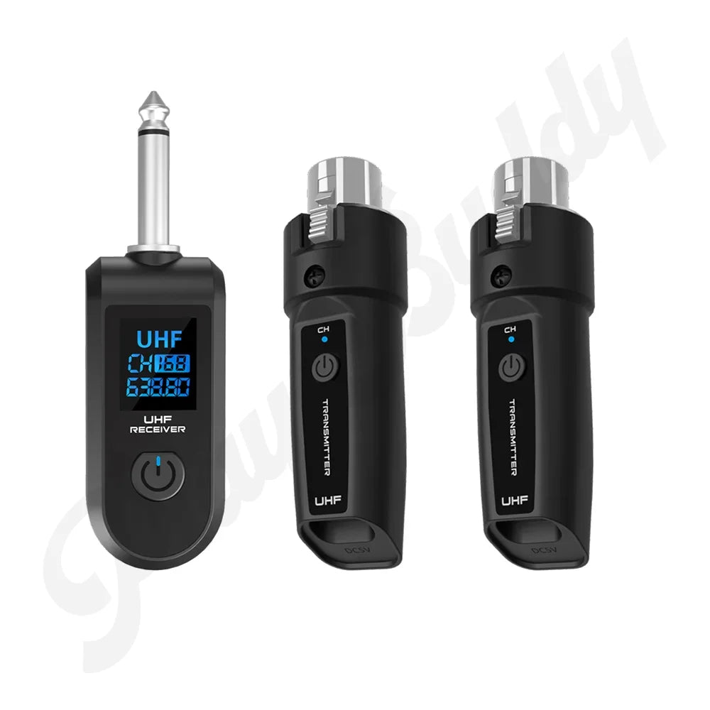 Wireless Microphone System Transmitter Receiver XLR Mic Adapter Audio Recording Dual Transmitter Microphone