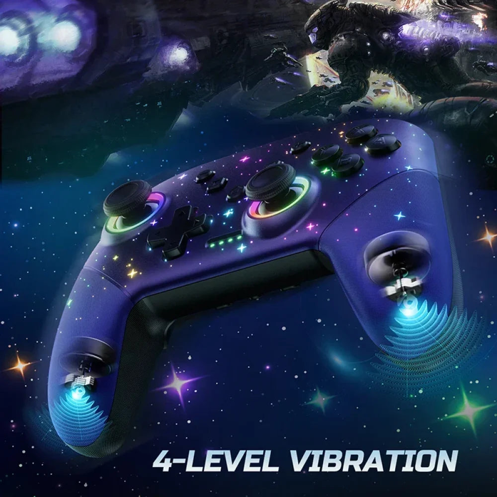 Wireless RGB Stars Switch Pro Controller for Nintendo/Lite/OLED and PC Gaming Blue / Yes Gaming Controller