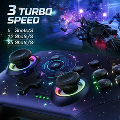 Wireless RGB Stars Switch Pro Controller for Nintendo/Lite/OLED and PC Gaming Blue / Yes Gaming Controller