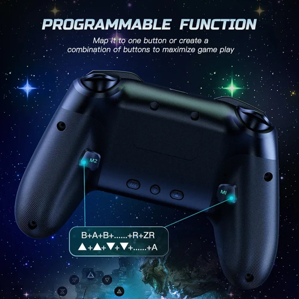 Wireless RGB Stars Switch Pro Controller for Nintendo/Lite/OLED and PC Gaming Blue / Yes Gaming Controller