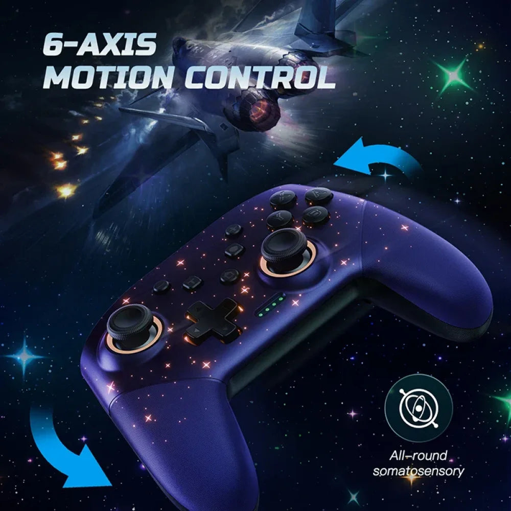 Wireless RGB Stars Switch Pro Controller for Nintendo/Lite/OLED and PC Gaming Blue / Yes Gaming Controller