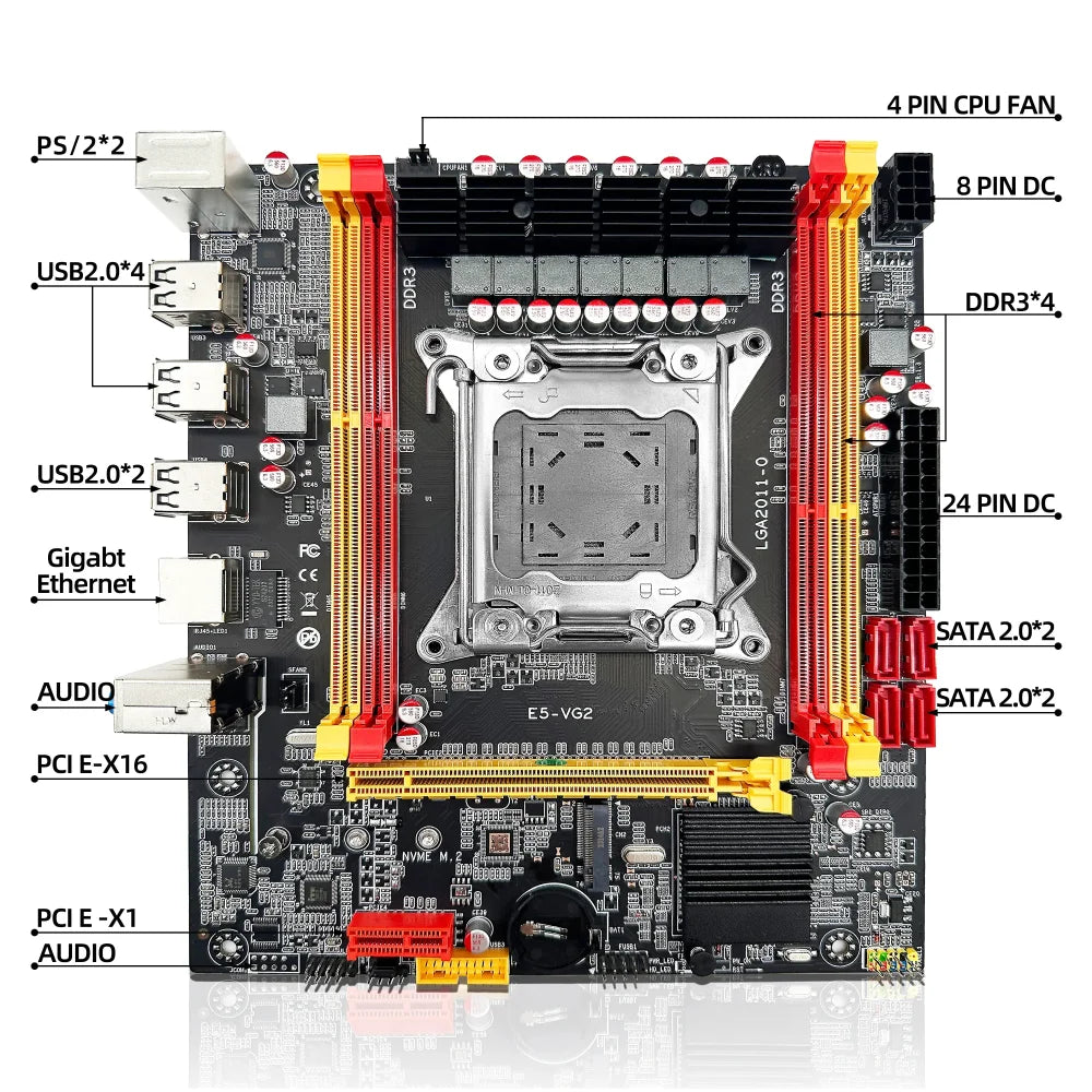X79-VG2 LGA2011 NVMe M.2 Motherboard + Xeon E5 2689 C2 CPU + 16GB DDR3 ECC RAM Motherboard