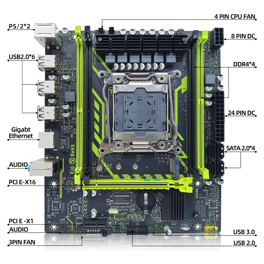 X99-8D4 ATX Motherboard Set + Xeon E5 2650 V4 CPU + 16GB DDR4 2133MHZ RAM Bundle Motherboard