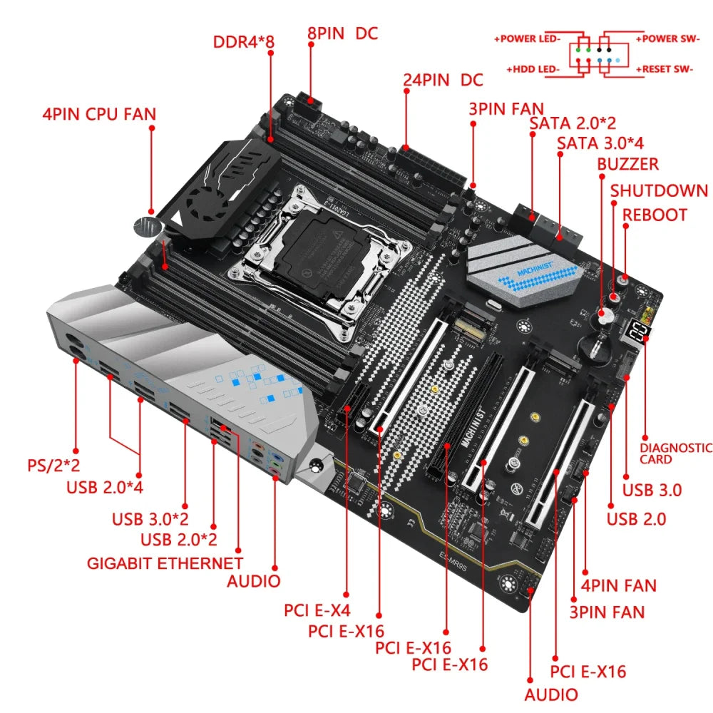 X99 ATX Motherboard Intel LGA2011-3 DDR4 M.2 NVMe USB3.0 Supports Intel Xeon E5 X99 LGA2011-3 Motherboard