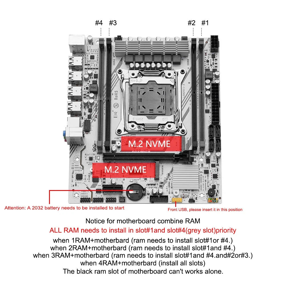 X99 Gaming mATX Motherboard Set + Xeon E5 2630 V4 CPU + DDR4 16GB REG ECC Memory Motherboard