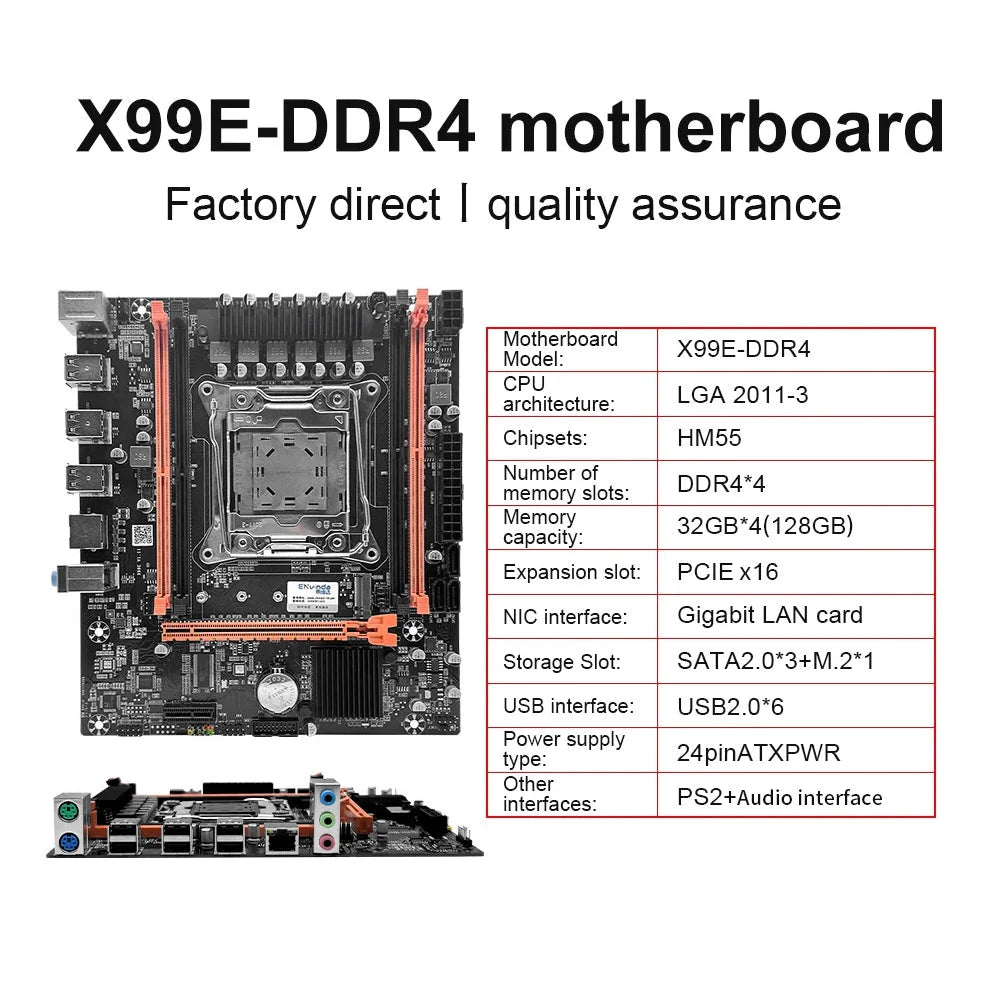 X99 Gaming Motherboard mATX LGA2011-3 M.2 NVMe DDR4 Memory for Xeon E5 V3 V4 CPU X99 LGA2011-3 Motherboard