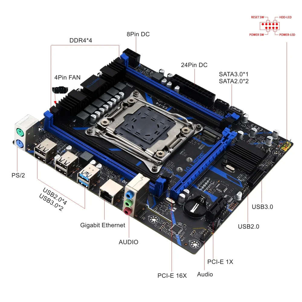 X99 Intel LGA2011-3 mATX Motherboard + E5 2680 V3 CPU + 32GB DDR4 ECC RAM Bundle Micro-ATX / Motherboard + CPU + RAM