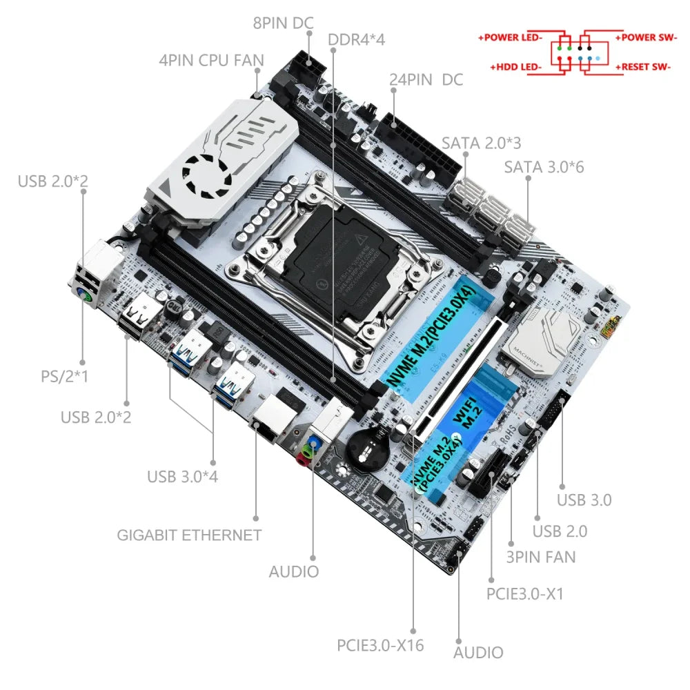 X99 Intel LGA2011-3 mATX Motherboard + Xeon E5 2640 V4 CPU + 32GB RAM Bundle Motherboard