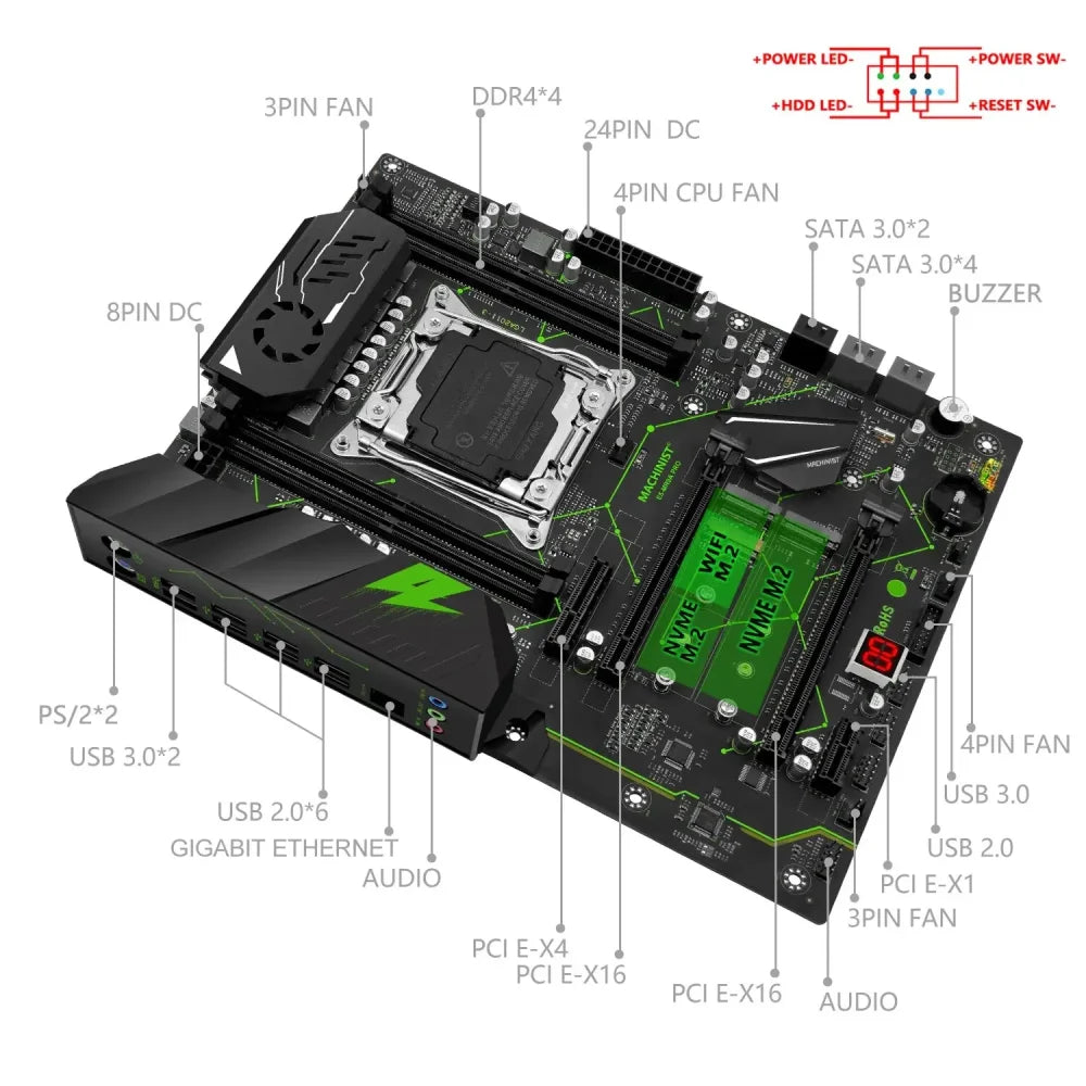 X99 MR9A E5 PRO LGA2011-3 DDR4 NVMe M.2 ATX Gaming Motherboard for E5 V3 V4 CPUs X99 LGA2011-3 Motherboard