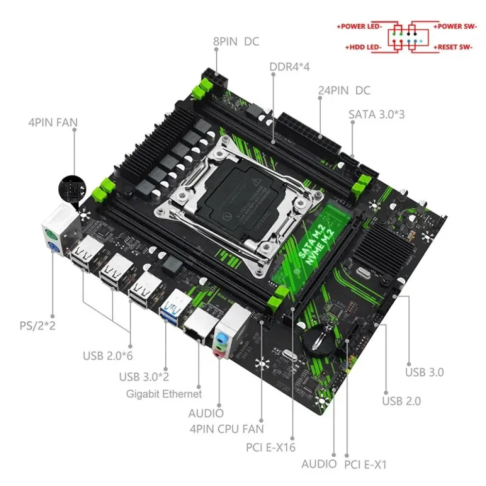 X99 PR9 Motherboard Bundle mATX LGA2011-3 + Xeon E5 2650 V4 CPU + 16GB DDR4 RAM Motherboard